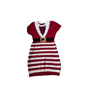 Santa Claus Sweater Dress Red White Holiday Knit